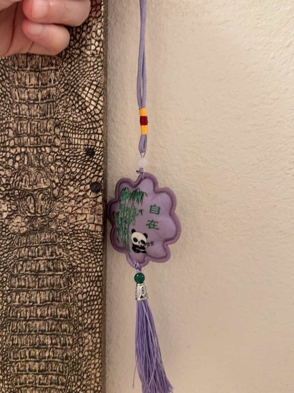 Cute Purple Panda & Bamboo Car Charm / Wall Hanging 12 inch